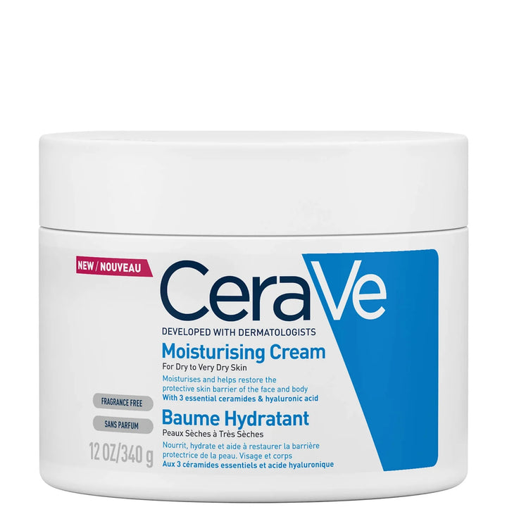 CeraVe Moisturizing Cream | 48H Body and Face Moisturizer for Dry to Very Dry Skin with Hyaluronic Acid and Ceramides | Fragrance Free 340g