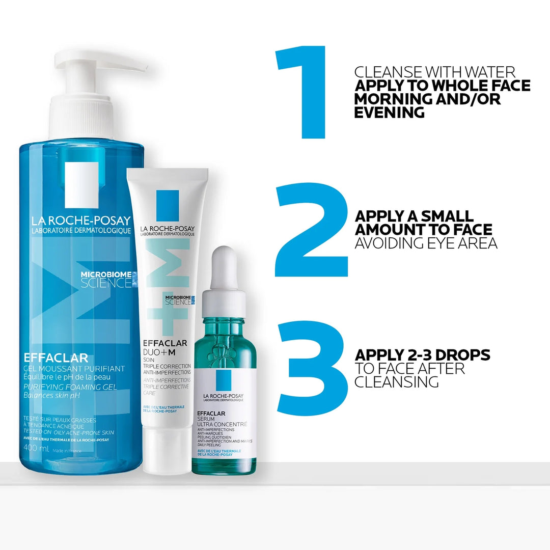 La Roche-Posay Breakout-Fighting Set- High Strength: Effaclar Cleanser, Serum and Corrective Care | 470ml