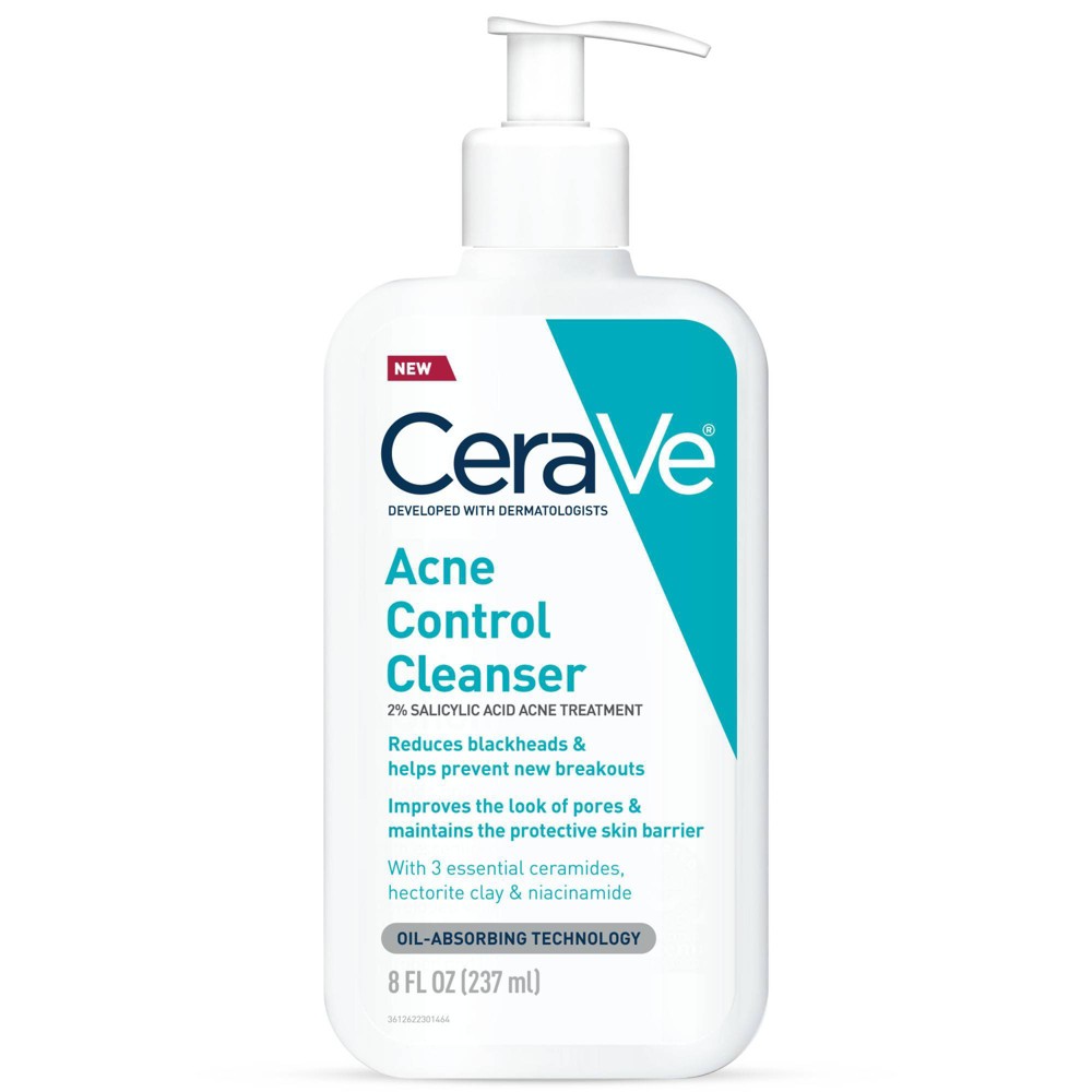 CeraVe Acne Face Cleanser with 2% Salicylic Acid and Purifying Clay for Oily Skin - 8 Fl Oz