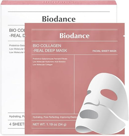 BIODANCE Bio-Collagen Real Deep Mask - Hydrating Overnight Mask with Pore Minimizing & Elasticity Boost | 4 Sheet Masks —…