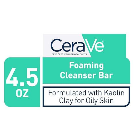 CeraVe Foaming Cleanser Bar - Soap-Free Body and Face Cleanser for Oily Skin | Fragrance-Free - 4.5 oz