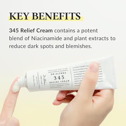 Dr. Althea 345 Relief Cream - Daily Face Moisturizer for Blemish Relief & Soothing Recovery | Korean Vegan Skincare - 1.7 fl oz | 50ml