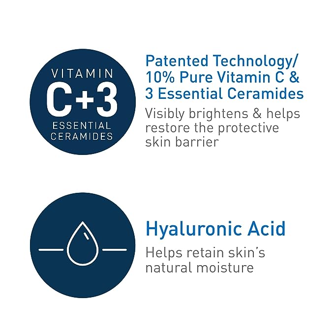 CeraVe Vitamin C Serum with Hyaluronic Acid | Skin Brightening Serum for Face with 10% Pure Vitamin C