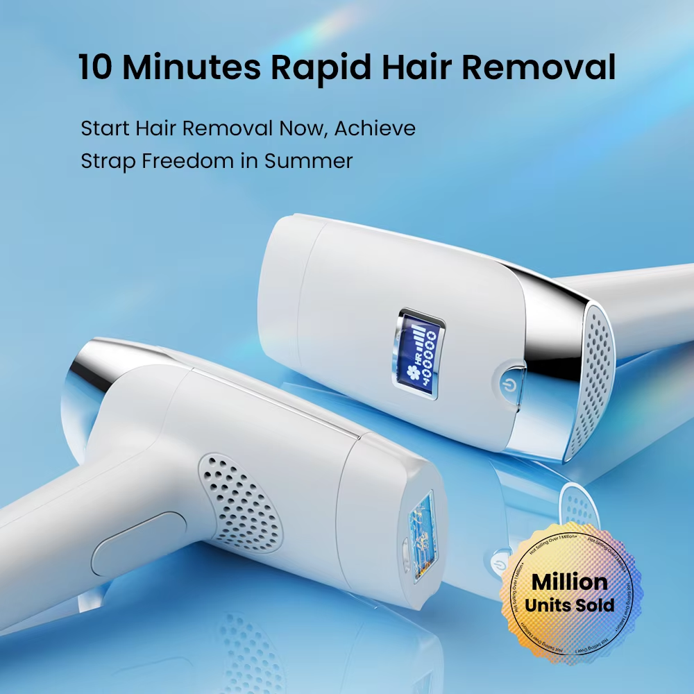 Pro IPL Laser Hair Removal Handset with LCD Display – Dual Heads for Hair Removal + Skin Rejuvenation | 400,000 Flashes | 21J Max Power