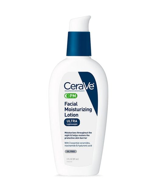 CeraVe PM Facial Moisturizing Lotion | Night Cream with Hyaluronic Acid and Niacinamide | Ultra-Lightweight, Oil-Free Moisturizer for Face | 3 Ounce