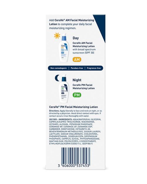 CeraVe PM Facial Moisturizing Lotion | Night Cream with Hyaluronic Acid and Niacinamide | Ultra-Lightweight, Oil-Free Moisturizer for Face | 3 Ounce
