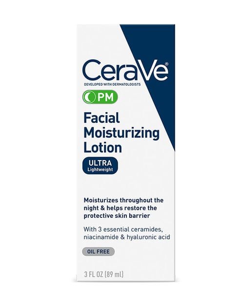 CeraVe PM Facial Moisturizing Lotion | Night Cream with Hyaluronic Acid and Niacinamide | Ultra-Lightweight, Oil-Free Moisturizer for Face | 3 Ounce