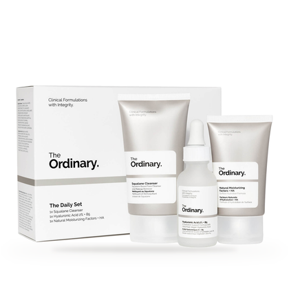 The Ordinary the Daily Set | Squalane Cleanser 50ml Hyaluronic Acid 2% + B5 30ml Natural Moisturising Factors 30ml — full set