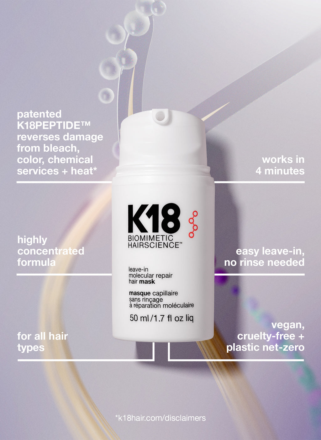 K18 leave-in molecular Repair Hair Mask 50ml