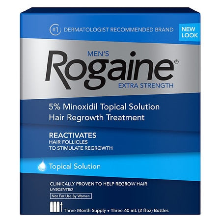 Rogaine Men's Extra Strength 5% Minoxidil Solution for Hair Regrowth, 3 Month Supply - 2 Oz | CVS