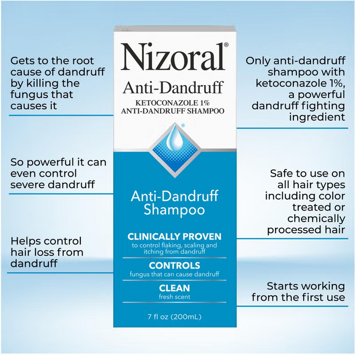 Nizoral Anti-Dandruff Shampoo with 1% Ketoconazole, Fresh Scent | 7 Fl Oz | 200ml