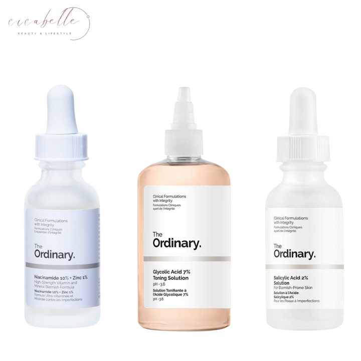 The Ordinary's Exclusive Niacinamide, Salicylic & Glycolic Solutions — exfoliant