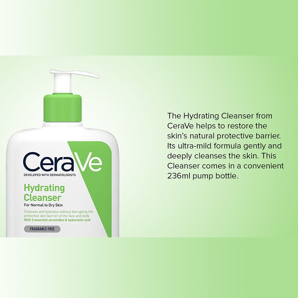 CeraVe Hydrating Fragrance-Free Cleanser For Normal To Dry Skin 236ml