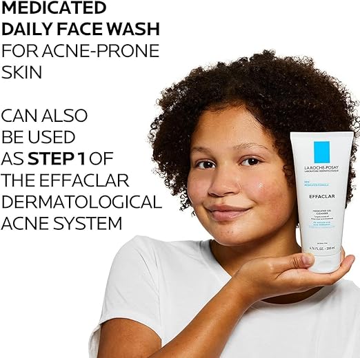 La Roche-Posay Effaclar Medicated Gel Acne Face Wash, Facial Cleanser with Salicylic Acid for Acne & Oily Skin, 6.76 Fl. Oz | 150ml