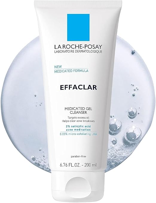La Roche-Posay Effaclar Medicated Gel Acne Face Wash, Facial Cleanser with Salicylic Acid for Acne & Oily Skin, 6.76 Fl. Oz | 150ml