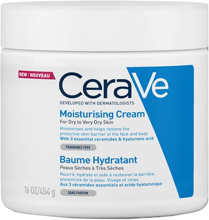 CeraVe Moisturizing Cream | 48H Body and Face Moisturizer for Dry to Very Dry Skin with Hyaluronic Acid and Ceramides | Fragrance Free 340g