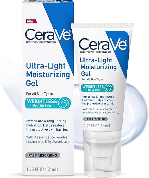 CeraVe Ultra-Light Moisturizing Gel | Hydrating Gel Face Moisturizer with Ceramides| 1.75 FL Oz | 52ml