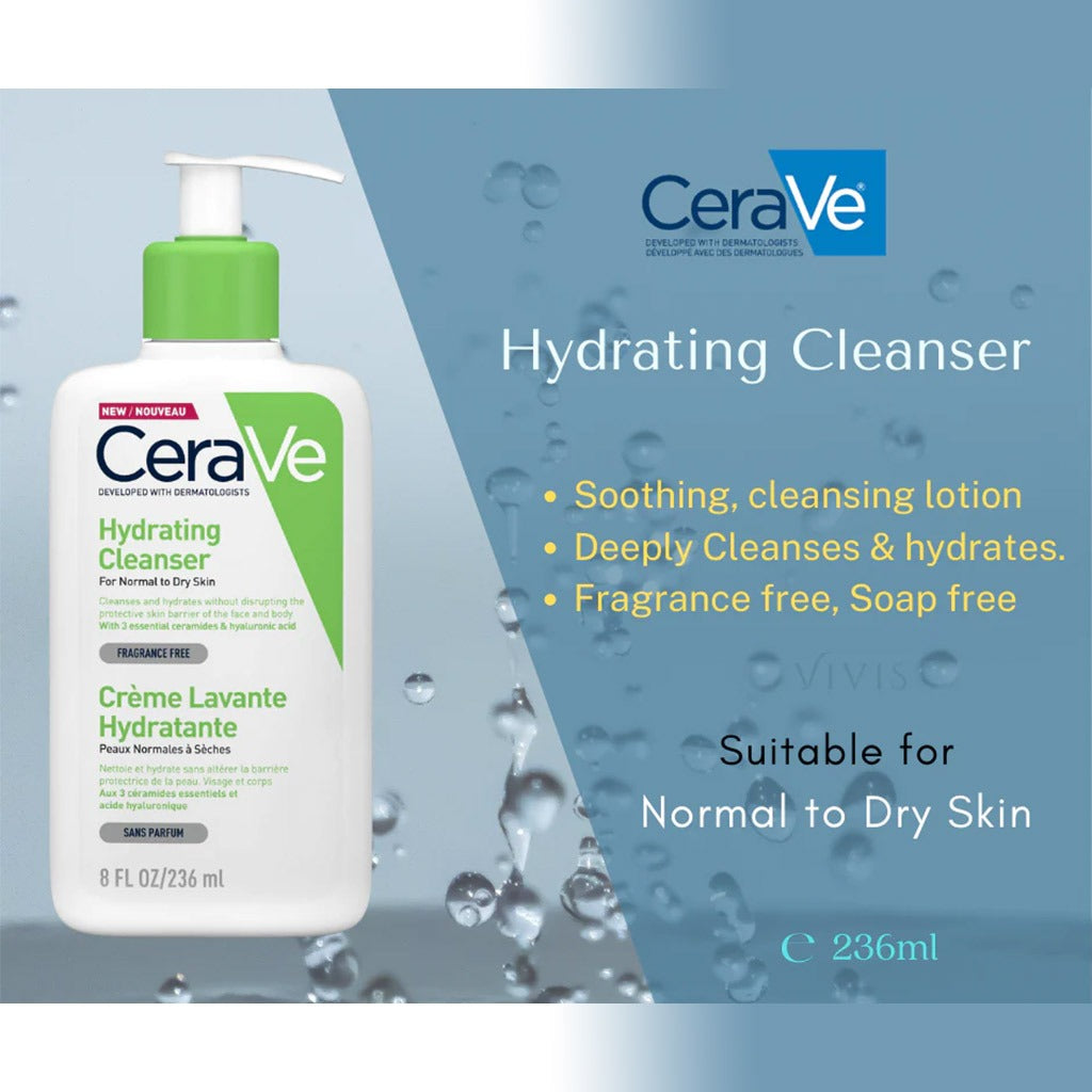 CeraVe Hydrating Fragrance-Free Cleanser For Normal To Dry Skin 236ml