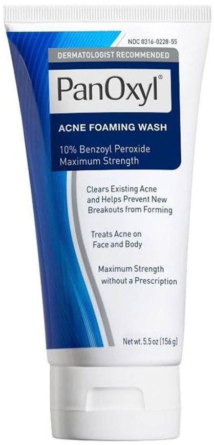 PanOxyl, Acne Foaming Wash, 10% Benzoyl Peroxide Maximum Strength, 5.5 oz (156 g) — cleanser