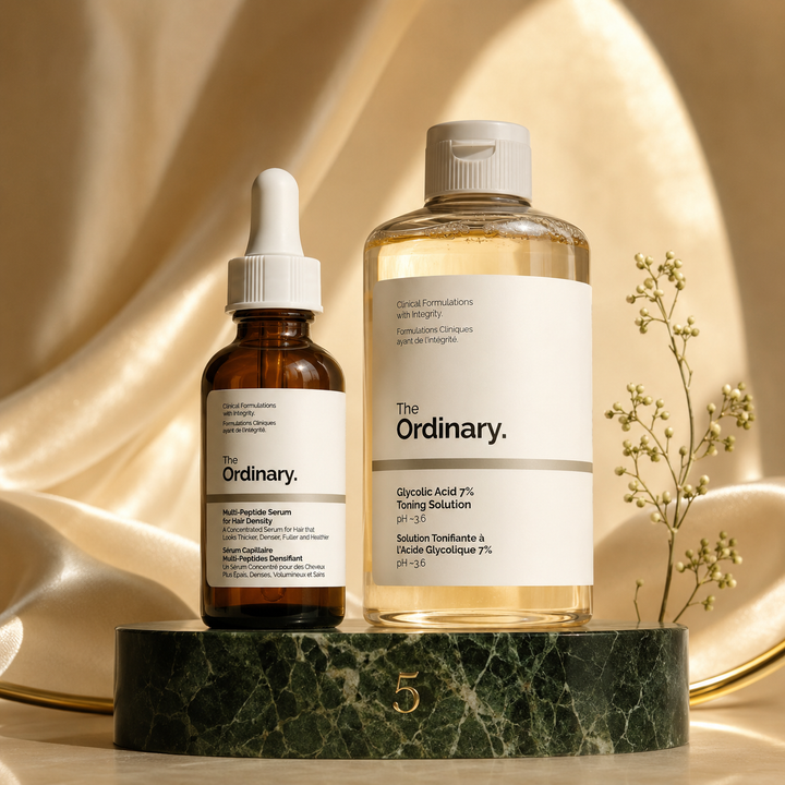 Hair Density Ritual — The Ordinary Multi-Peptide Hair Serum with Glycolic 7% scalp prep set, Cicabelle