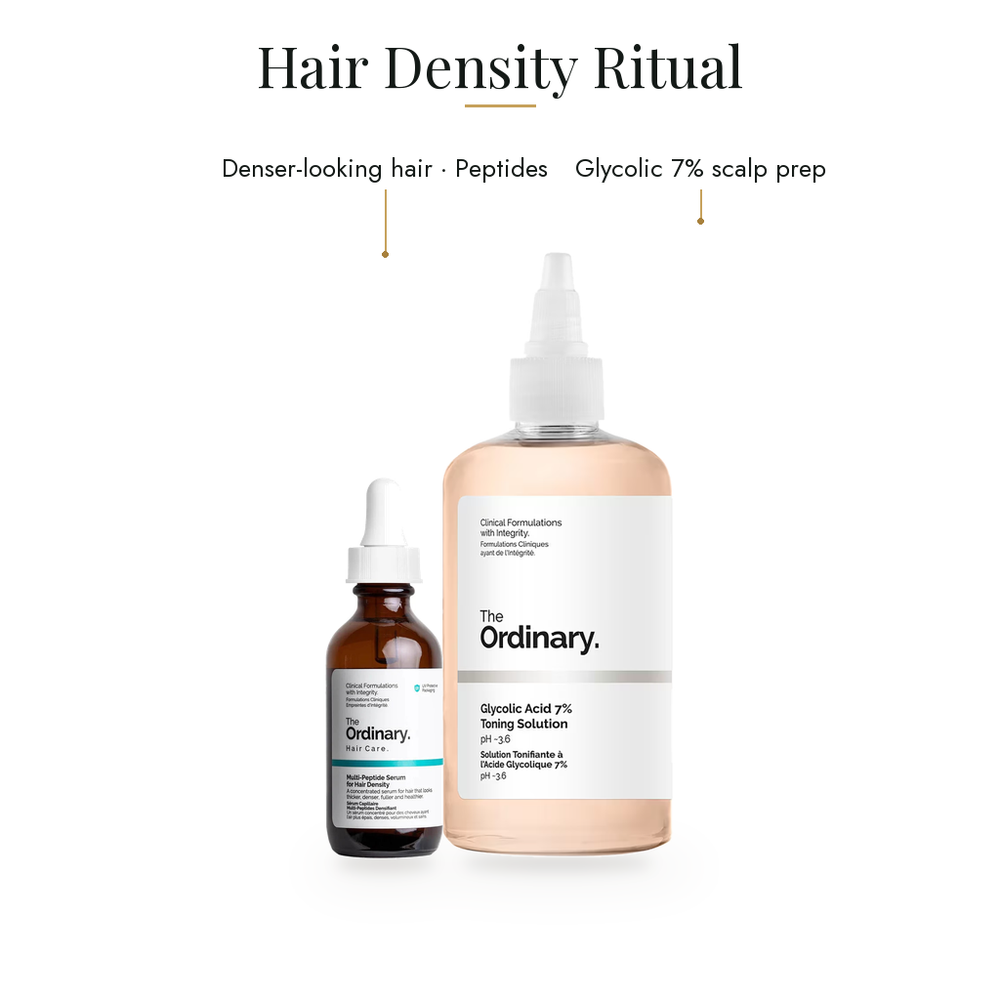 Hair Density Ritual – The Ordinary 2-Piece Set: Multi-Peptide Hair Serum + Glycolic Scalp Prep — what's inside & benefits