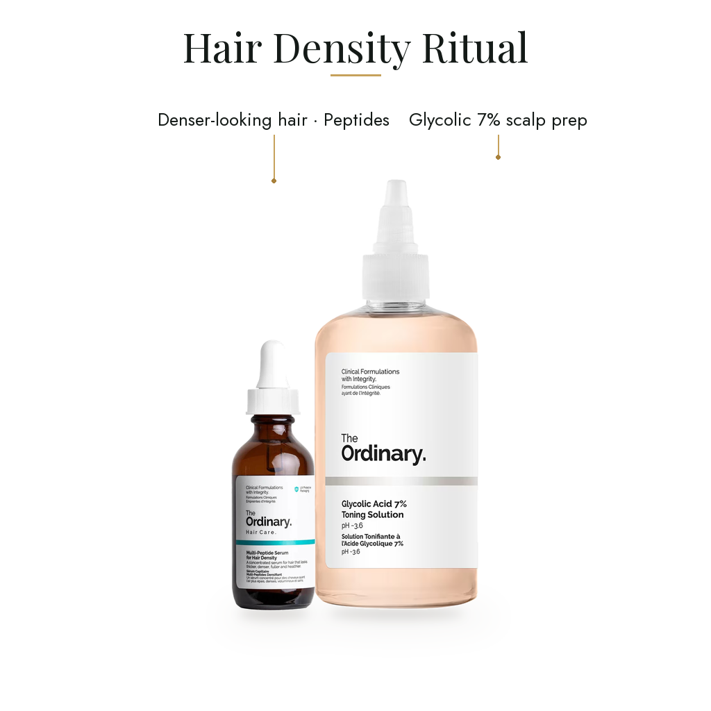 Hair Density Ritual – The Ordinary 2-Piece Set: Multi-Peptide Hair Serum + Glycolic Scalp Prep — what's inside & benefits