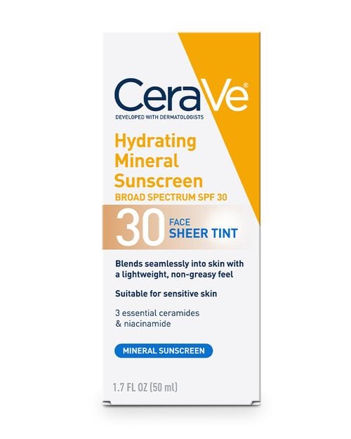 CeraVe Hydrating Mineral Sunscreen SPF 30 Face Sheer Tint 50ml