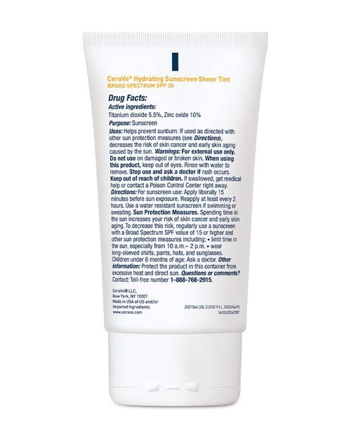 CeraVe Hydrating Mineral Sunscreen SPF 30 Face Sheer Tint 50ml