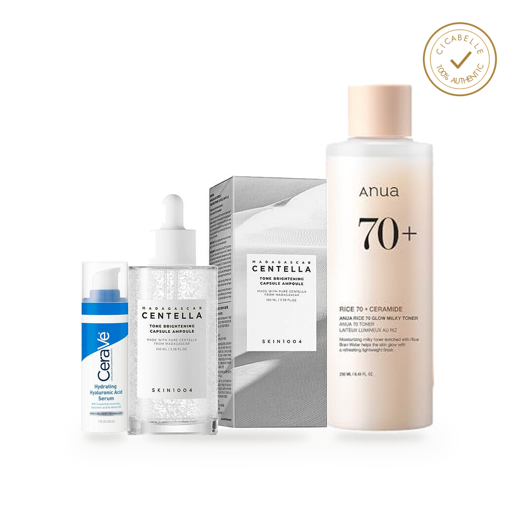 K-Beauty Discovery Set – 3-Piece: SKIN1004 Ampoule + Anua Rice Toner + CeraVe HA Serum — 100% authentic