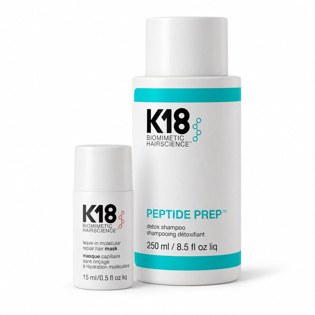 K18 Biomimetic Hairscience Peptide Prep Detox Shampoo and Hair Mask Duo — full set