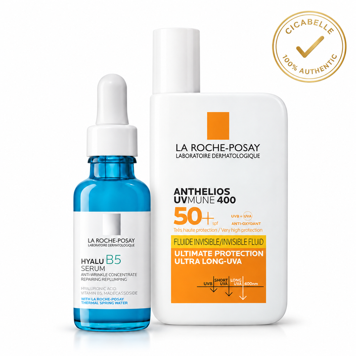 La Roche-Posay Daily Replump and Protect Set: Hyalu B5 Hyaluronic Acid Serum + SPF50+ — 100% authentic
