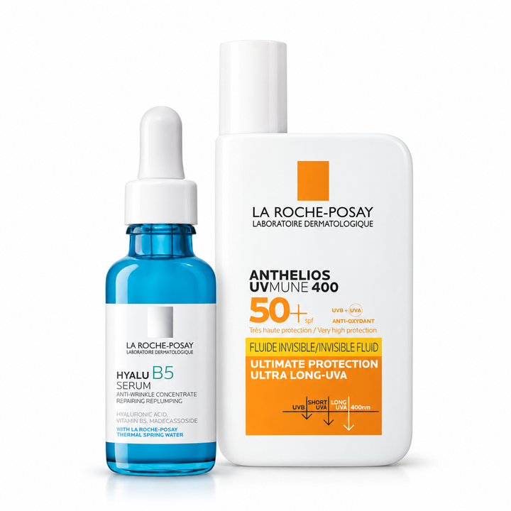 La Roche-Posay Daily Replump and Protect Set: Hyalu B5 Hyaluronic Acid Serum + SPF50+ — full set
