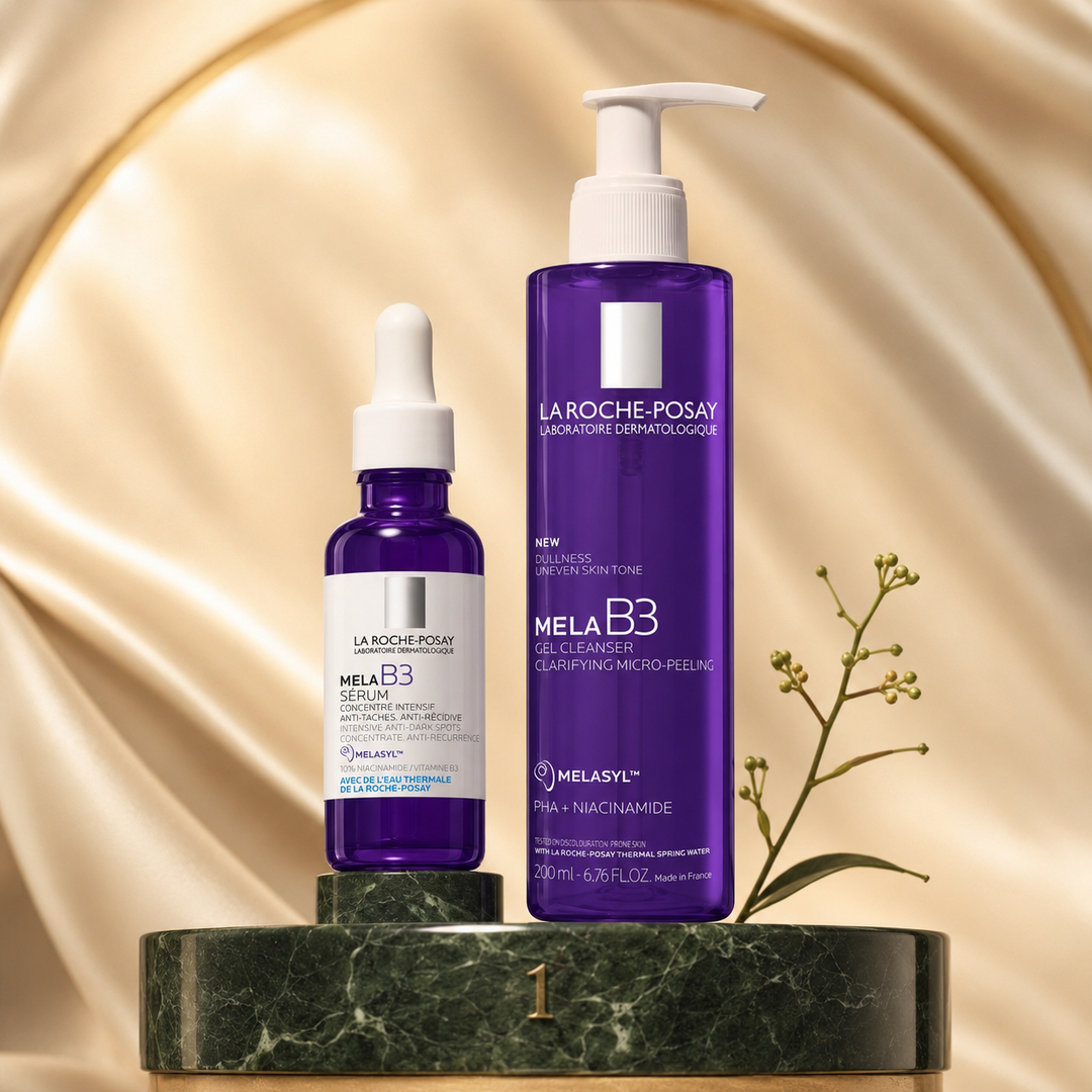 Mela B3 Dark-Spot Duo — La Roche-Posay Mela B3 Serum and Gel Cleanser set, Cicabelle