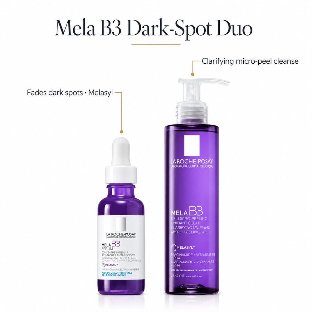 Mela B3 Dark-Spot Duo – La Roche-Posay 2-Piece Set: Serum + Gel Cleanser — what's inside & benefits