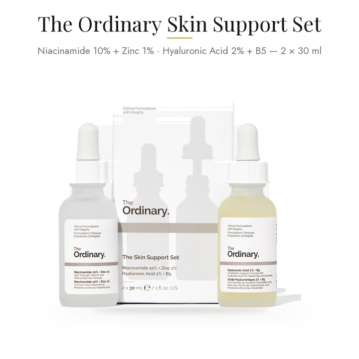 The Ordinary The Skin Support Set Niacinamide 10% + Zinc 1% (Duo) 60ml — what's inside & benefits
